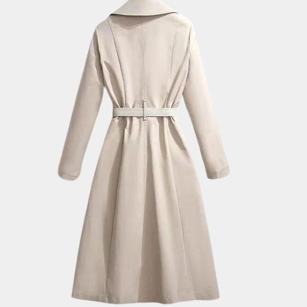 Dame Elegant Bæltet Trench Coat Klassisk Snit Hverdagsfrakke