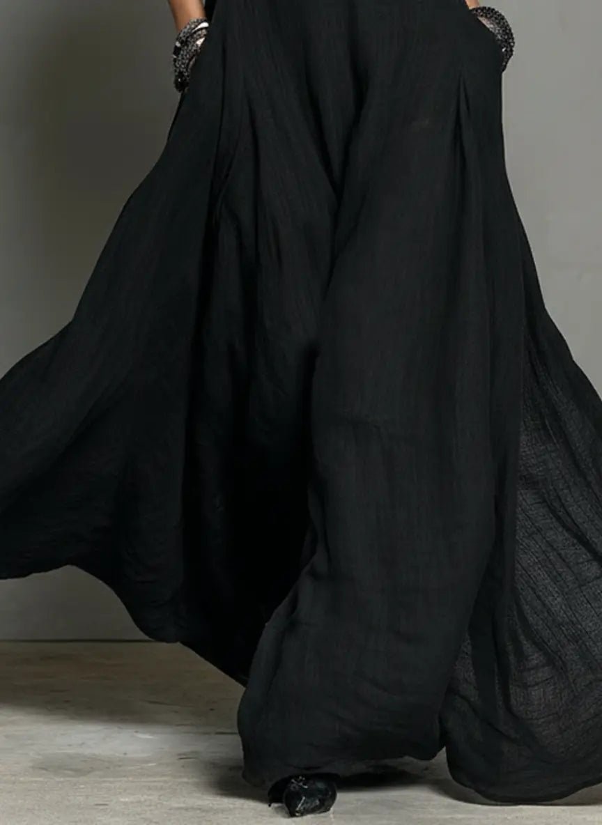 Dame Halterneck Linned Maxi Kjole