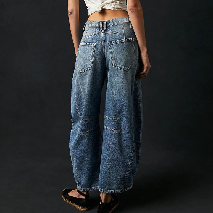 Dame Højtaljede Barrel-Leg Jeans Afslappet Pasform