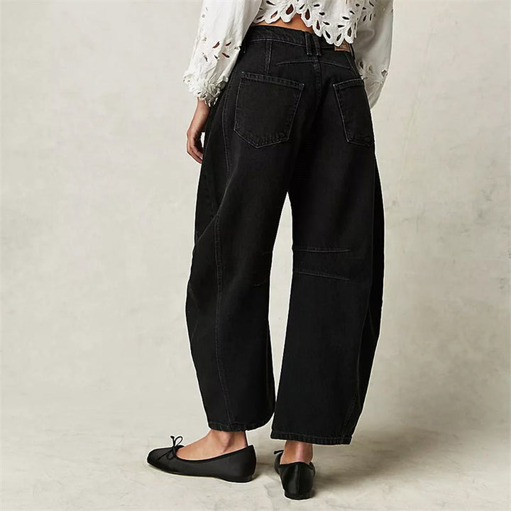 Dame Højtaljede Barrel-Leg Jeans Afslappet Pasform