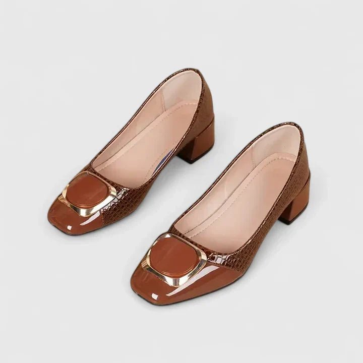 Dame Komfortable Krokodille-Tekstur Loafers Med Guldkæde