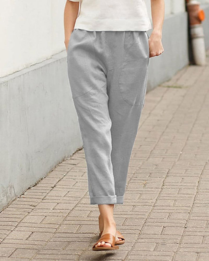 Dame Linen-Bomuld Afslappet Harem Bukser - Gray