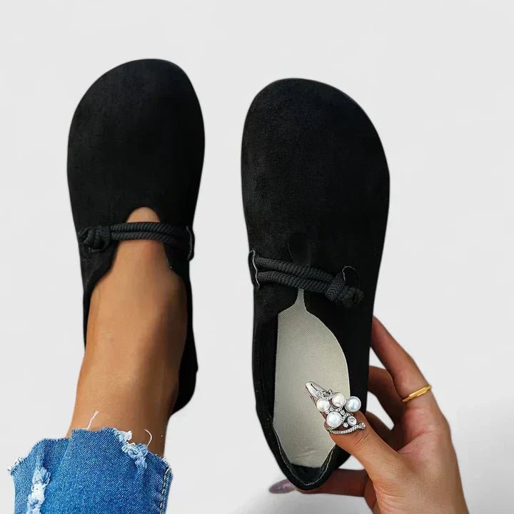 Dame Loafers Rund Tå Reb Detalje Slip-On Flade Sko - Black