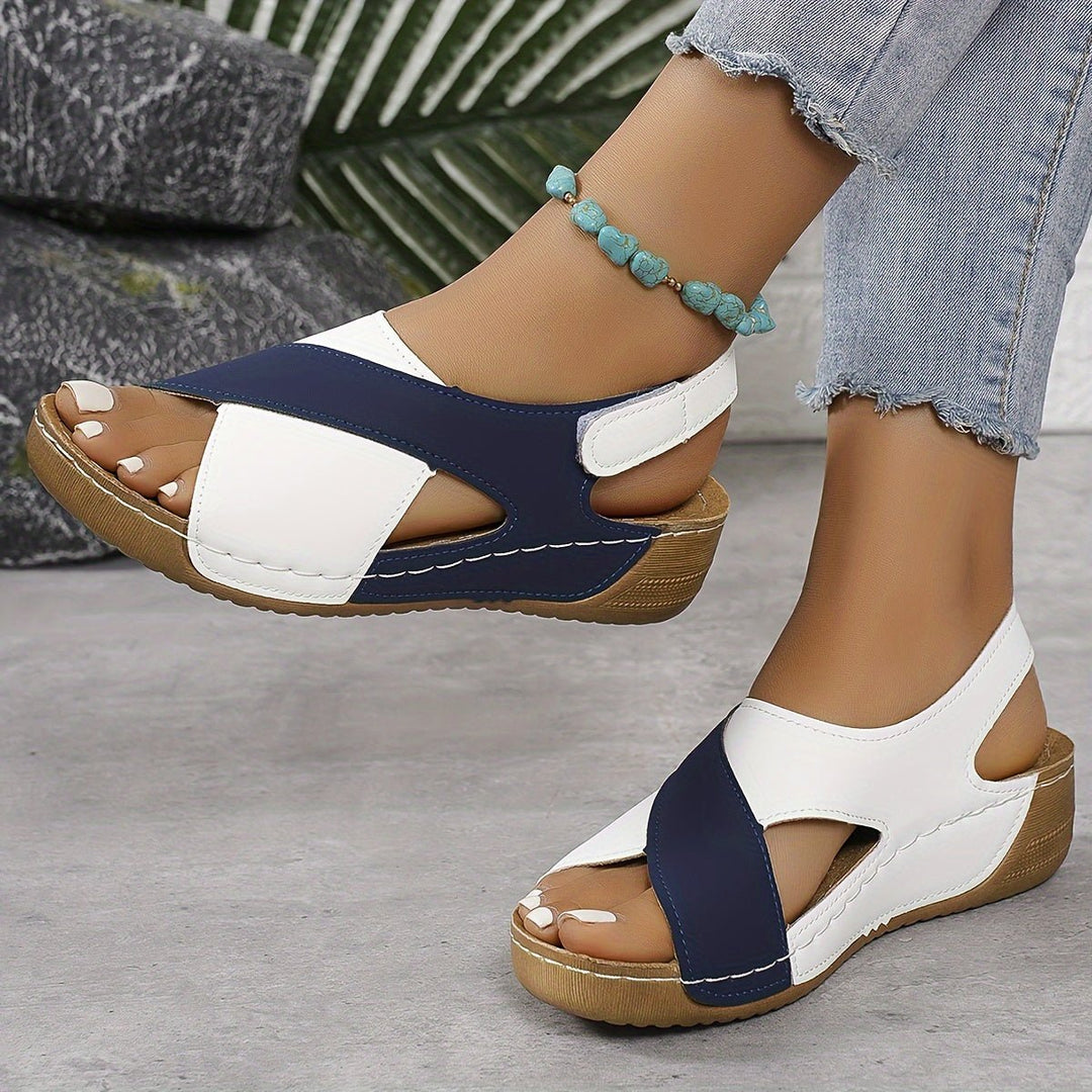 Dame Ortopædiske Kilehæl Sandaler med Krydsstropper - Blue (Almost Sold Out!)