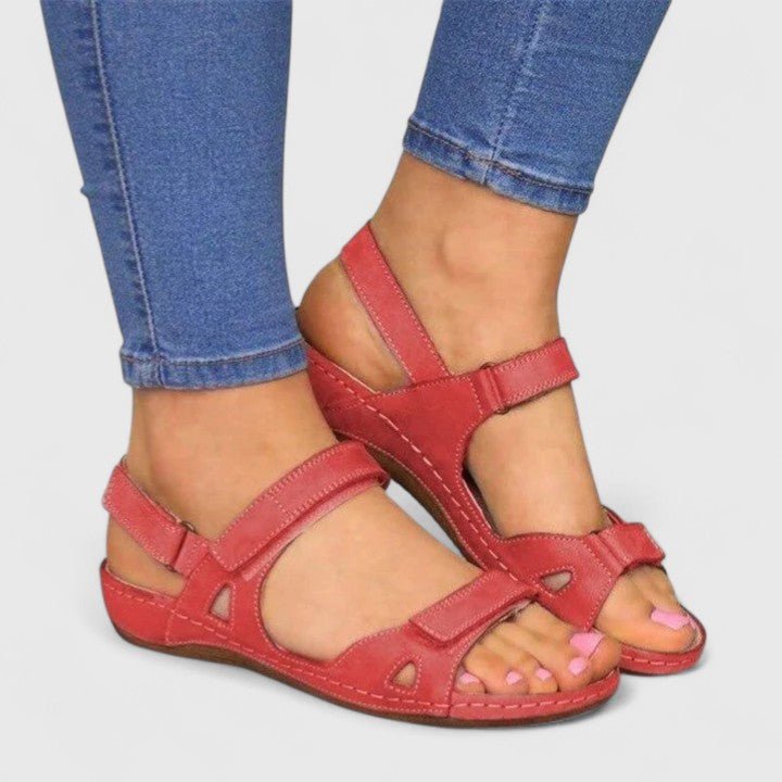 Dame Ortopædiske Sandaler Komfort Ankelrem Sommer - Red