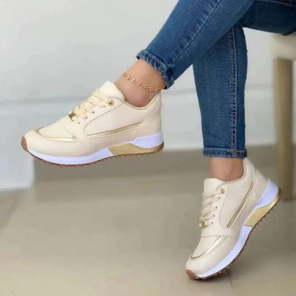Dame Ortopædiske Sportssko Komfort Sneakers - Goud