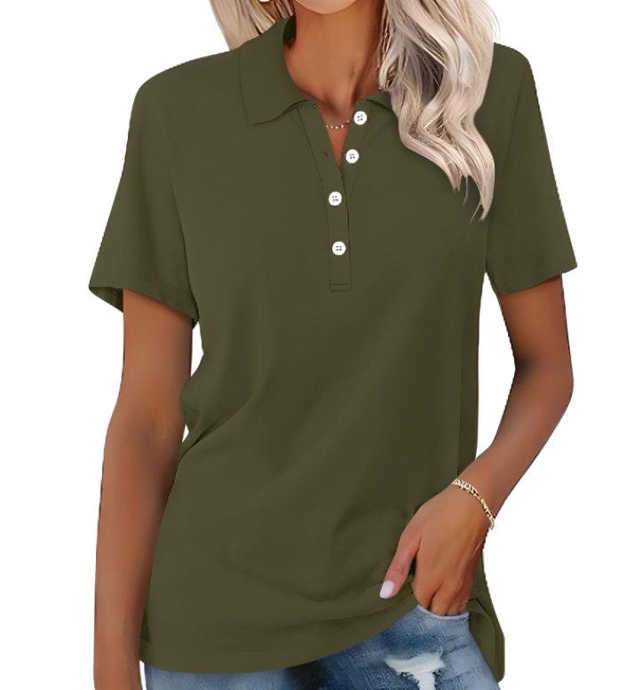 Dame Polo Shirt Kortærmet Pique Klassisk Pasform - Dark Green
