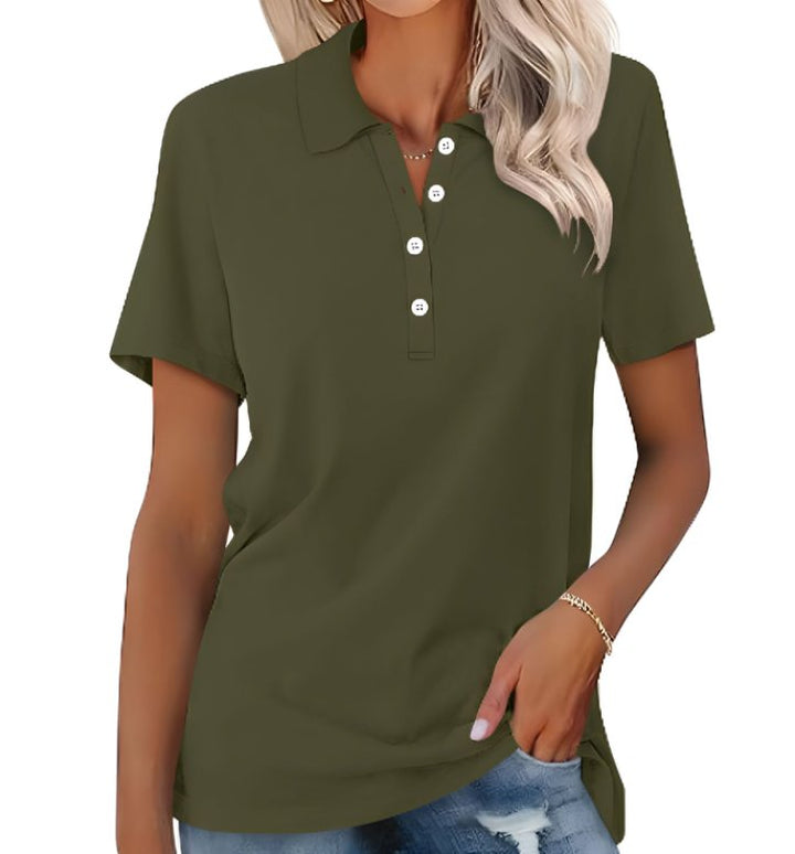 Dame Polo Shirt Kortærmet Pique Klassisk Pasform - Dark Green