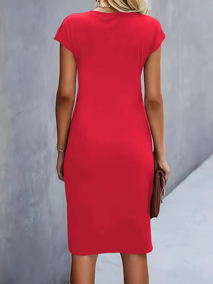 Damer Kortærmet Ruched Midi Bodycon Kjole