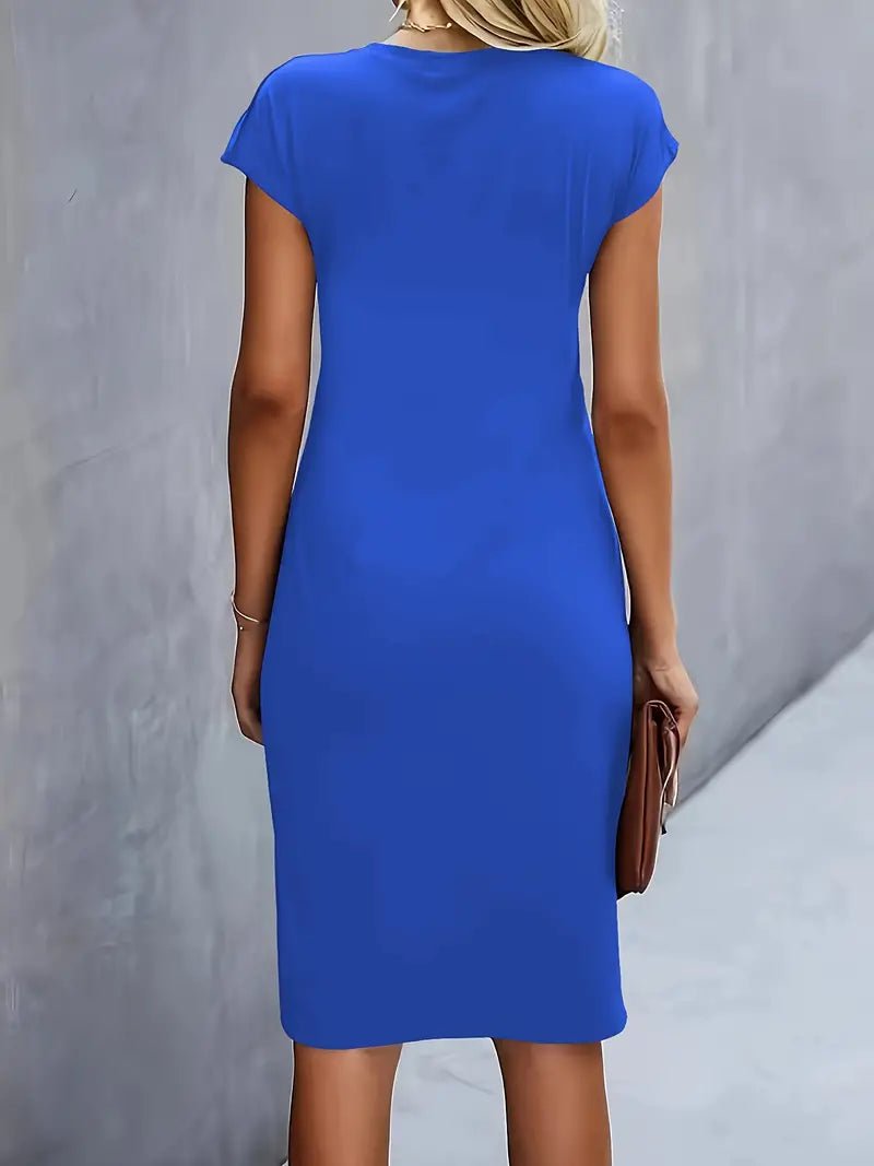 Damer Kortærmet Ruched Midi Bodycon Kjole