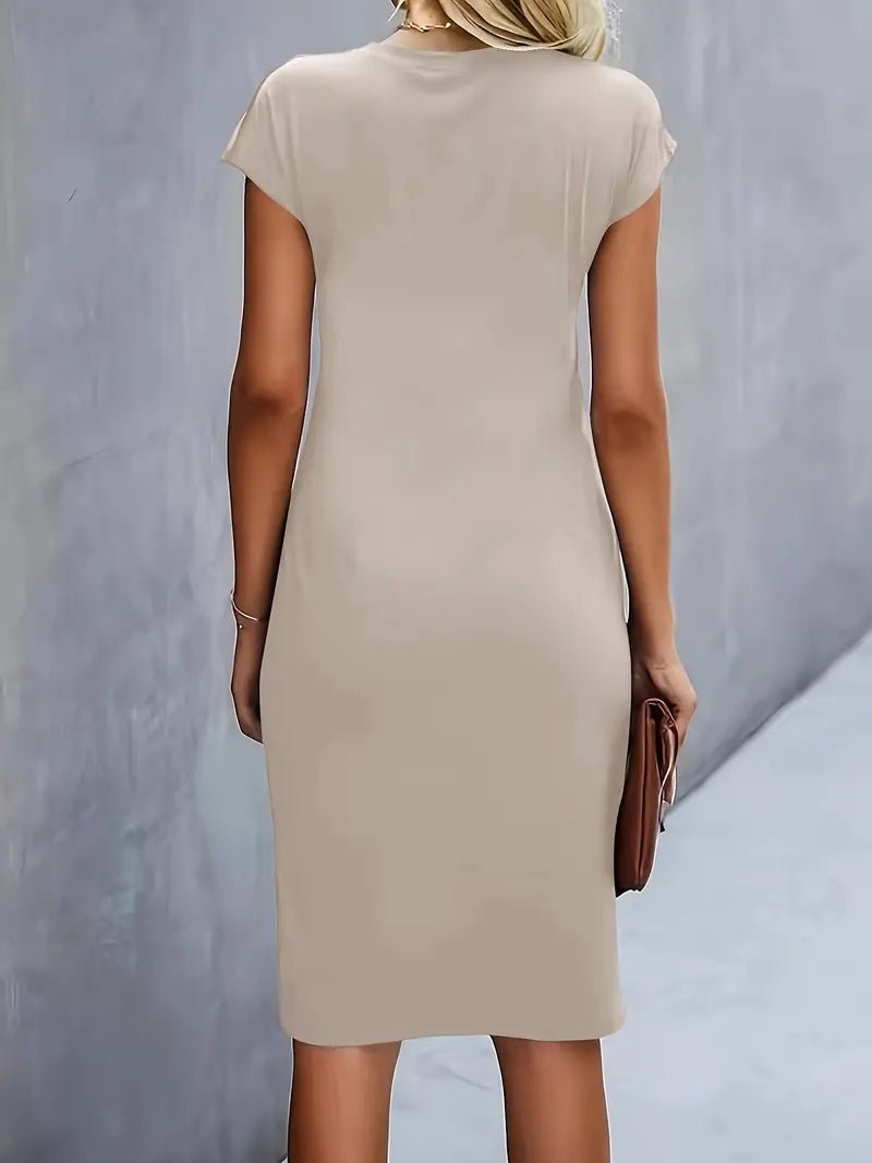 Damer Kortærmet Ruched Midi Bodycon Kjole