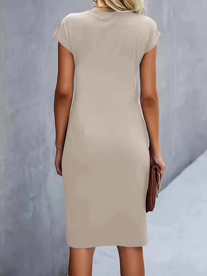 Damer Kortærmet Ruched Midi Bodycon Kjole