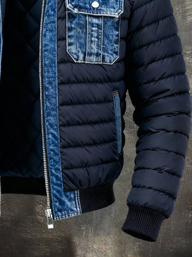 Herre Denim Quilted Jakke Hybrid Vinter