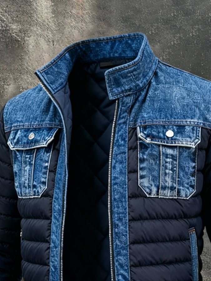 Herre Denim Quilted Jakke Hybrid Vinter