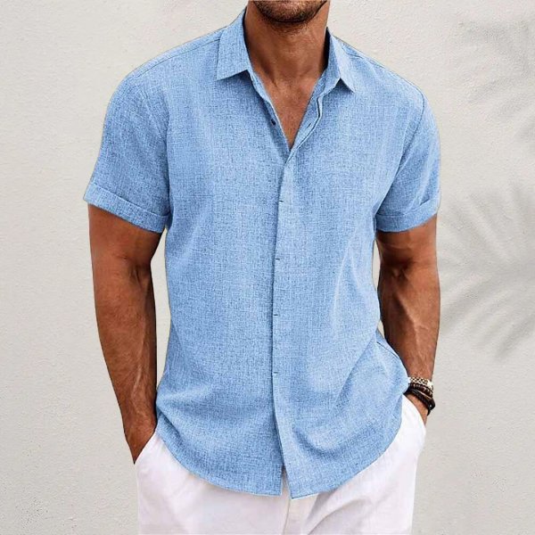 Herre Linen Kortærmet Skjorte Regular Fit Casual