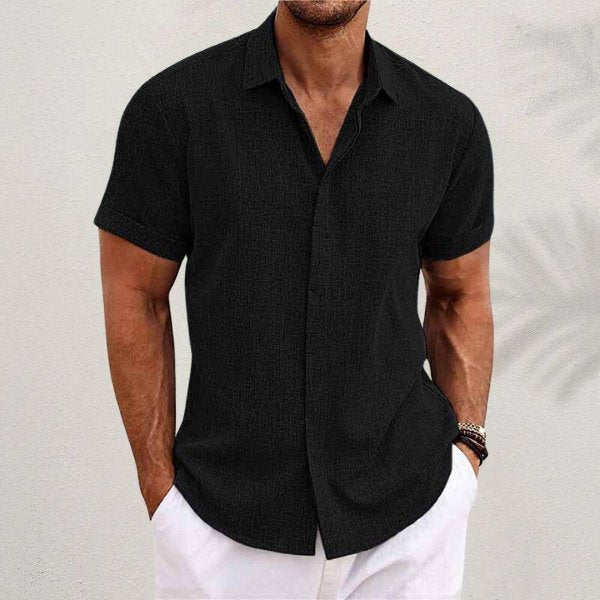 Herre Linen Kortærmet Skjorte Regular Fit Casual