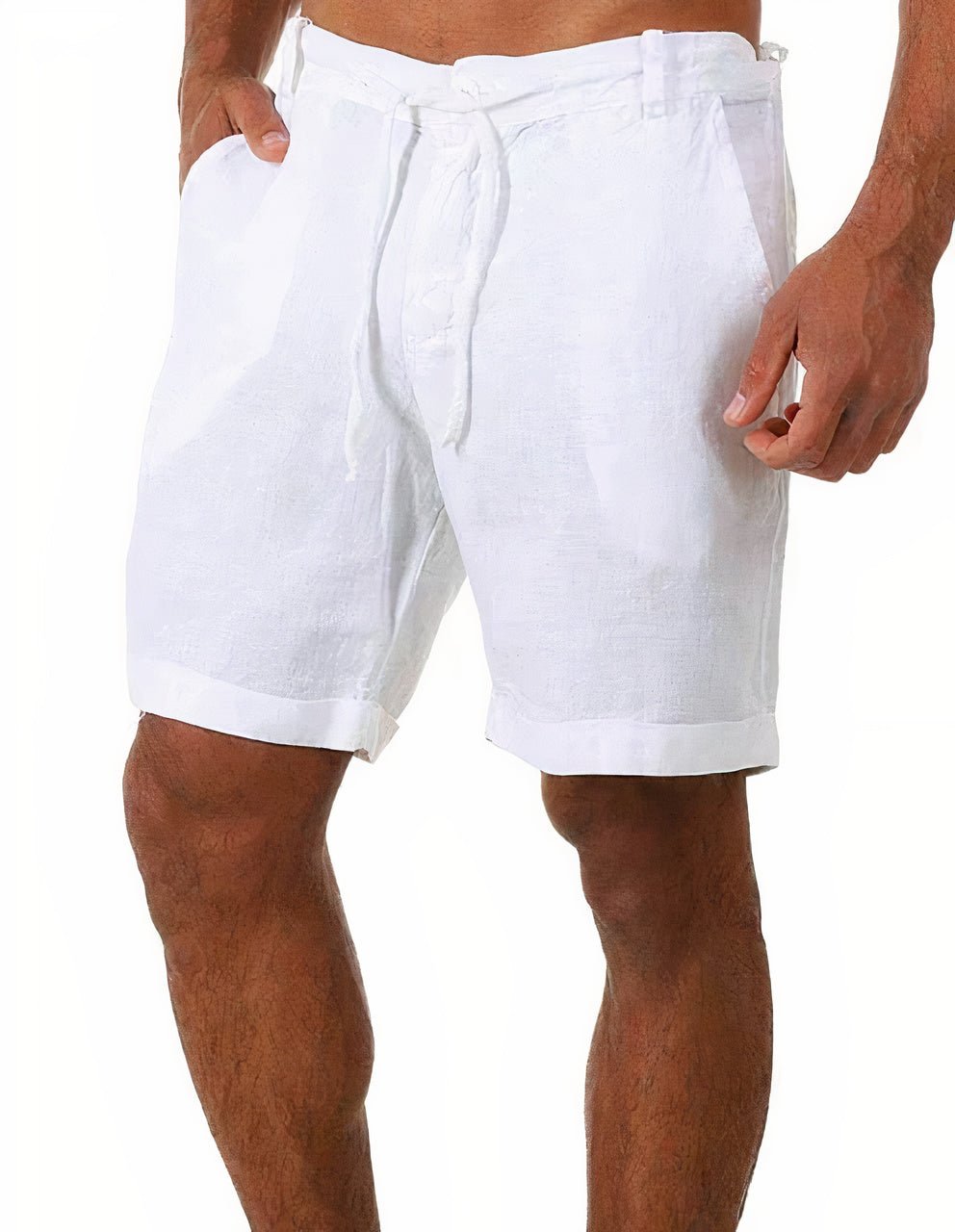 Herre Linen Shorts med Manchetter og Snørebånd