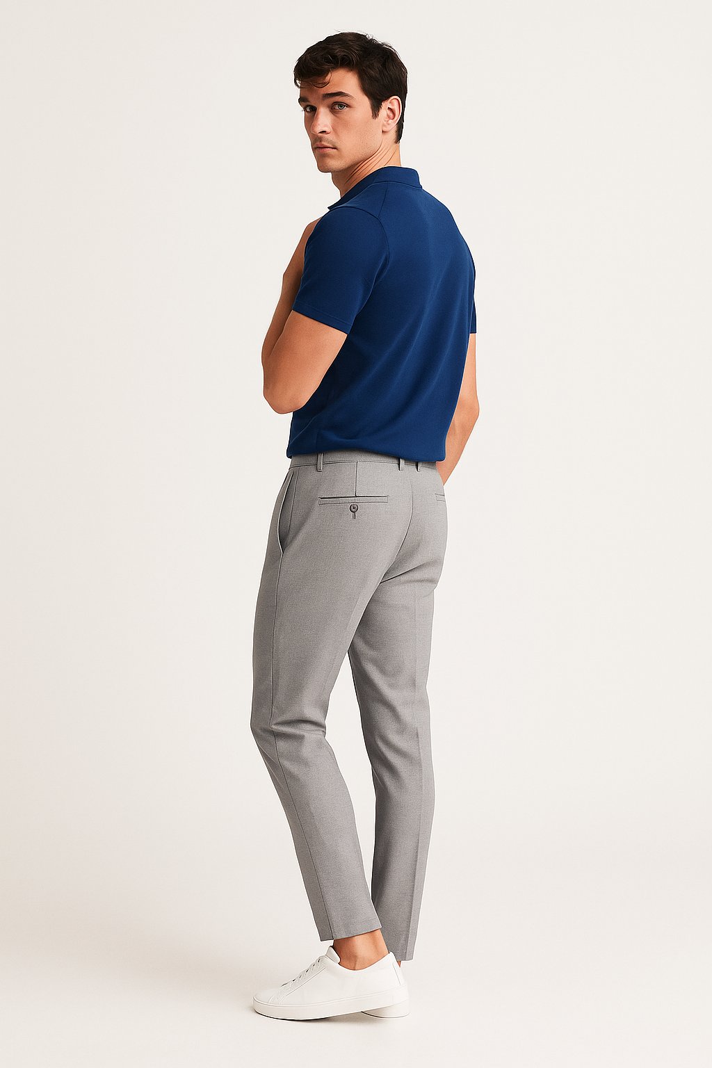 Herre Skræddersyede Slim-Fit Chino Bukser - Light Grey