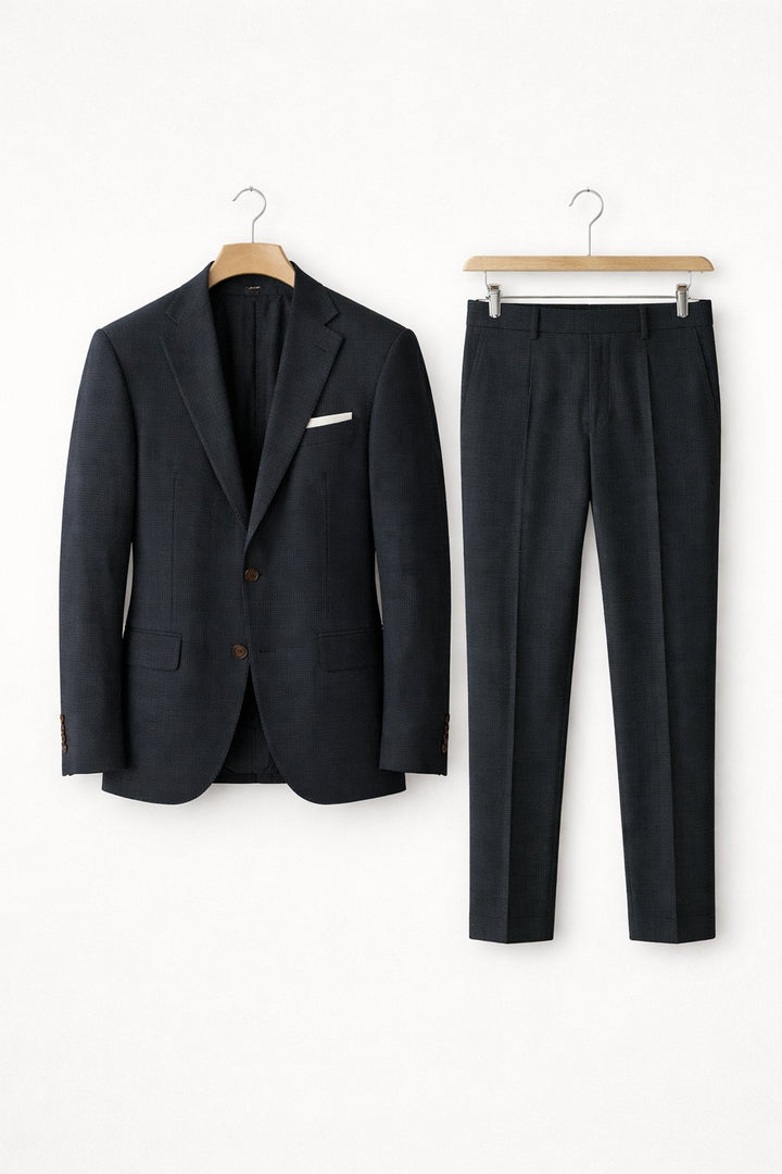 Herre Slim-Fit Two-Piece Set Struktureret Businesskjole - Black