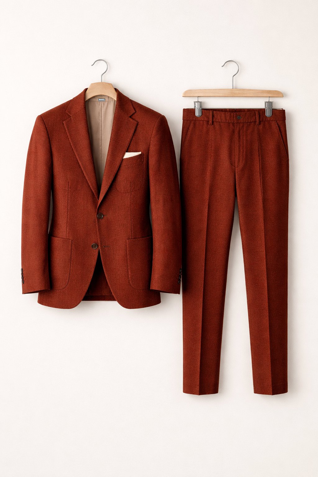 Herre Slim-Fit Two-Piece Set Struktureret Businesskjole - Burgundy