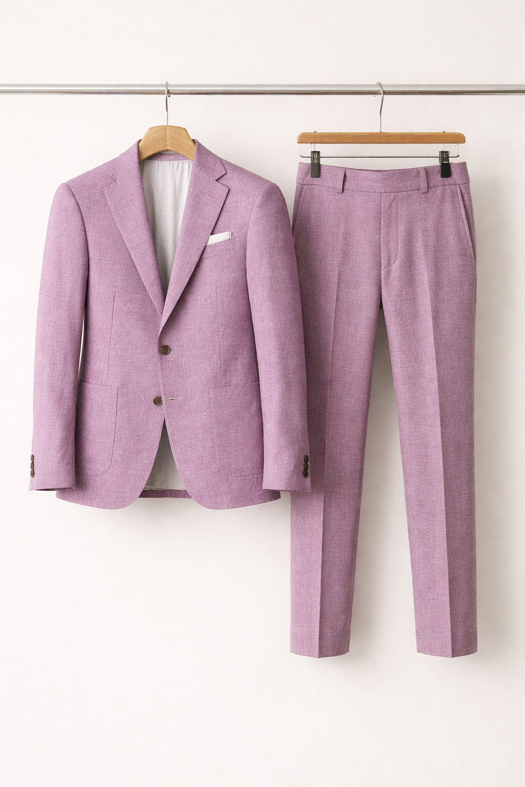 Herre Slim-Fit Two-Piece Set Struktureret Businesskjole - Purple