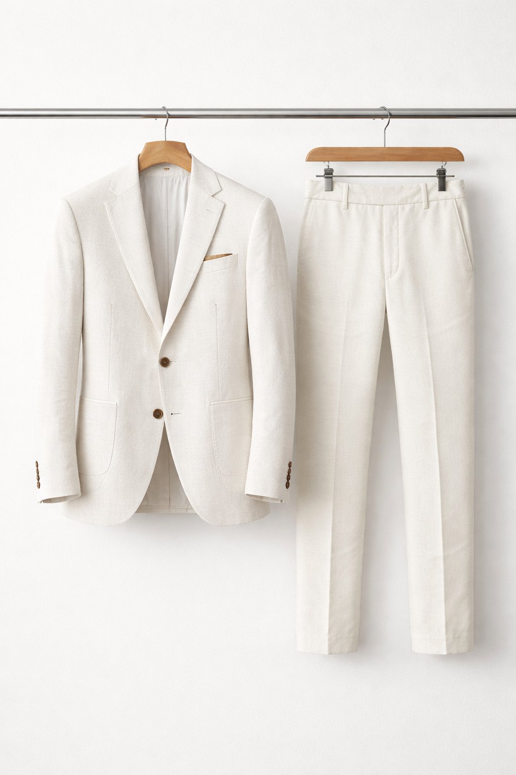 Herre Slim-Fit Two-Piece Set Struktureret Businesskjole - White