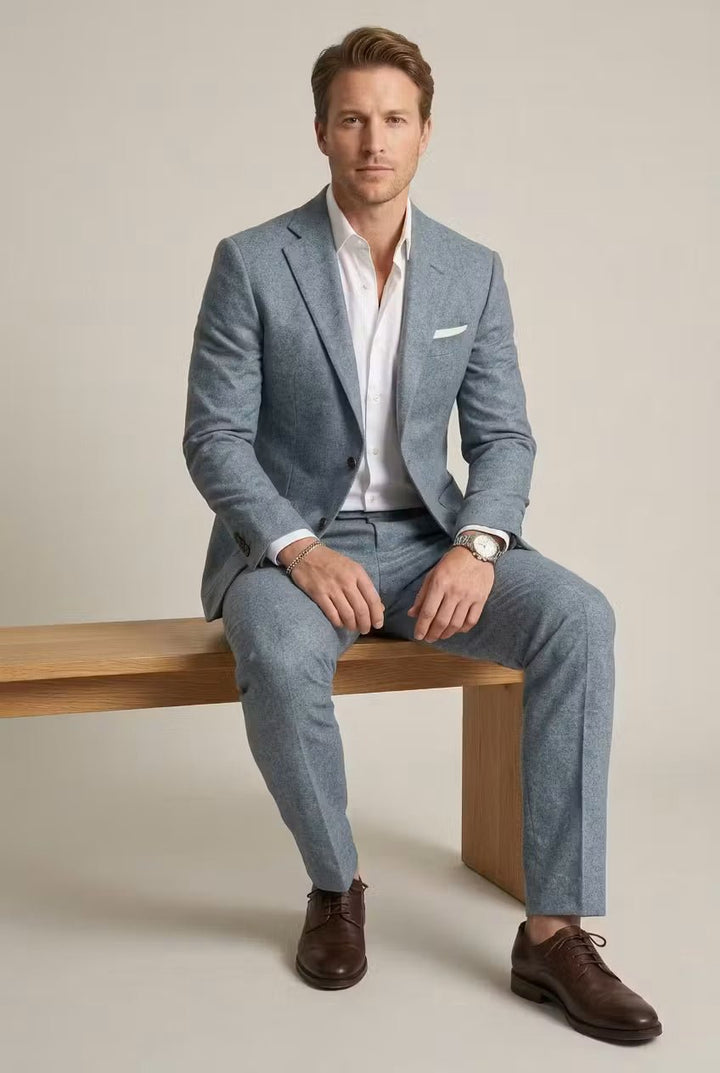 Herre Slim-Fit Two-Piece Set Struktureret Businesskjole