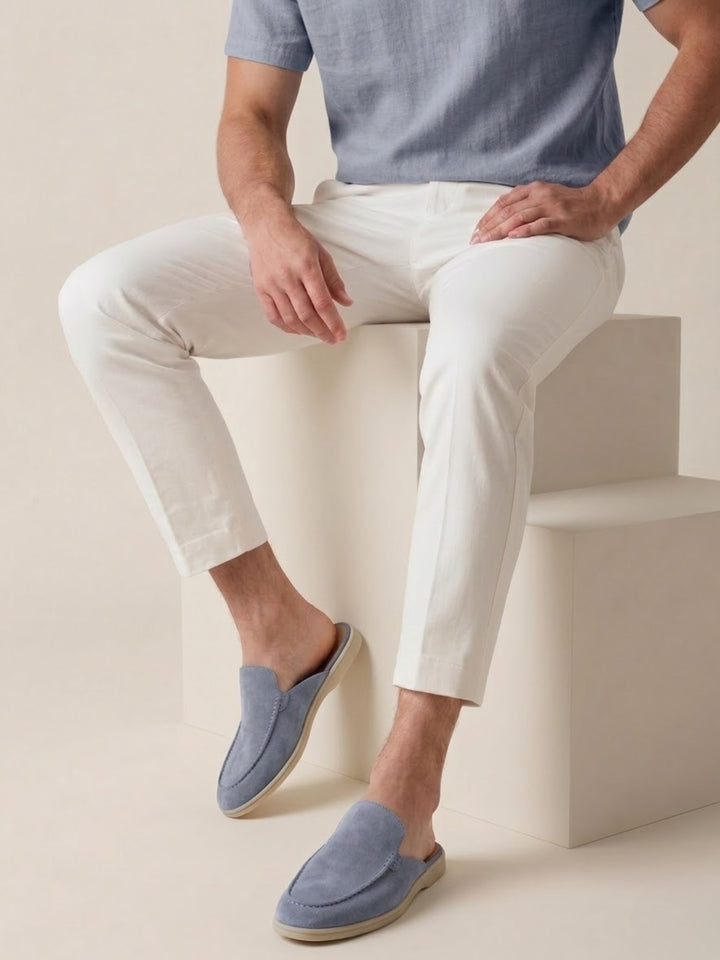 Herre Slip-On Mules Åben Hæl Syede Detaljer