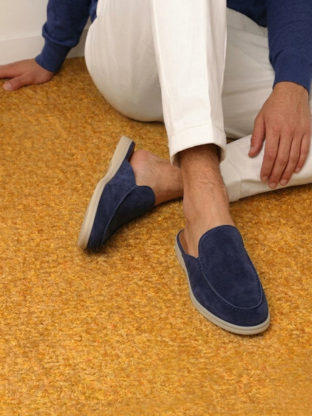 Herre Slip-On Mules Åben Hæl Syede Detaljer
