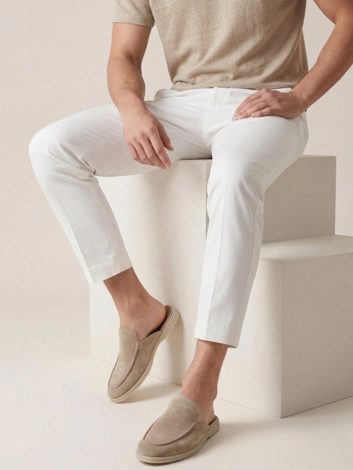Herre Slip-On Mules Åben Hæl Syede Detaljer