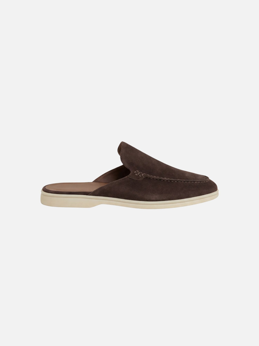 Herre Slip-On Mules Åben Hæl Syede Detaljer - Brown