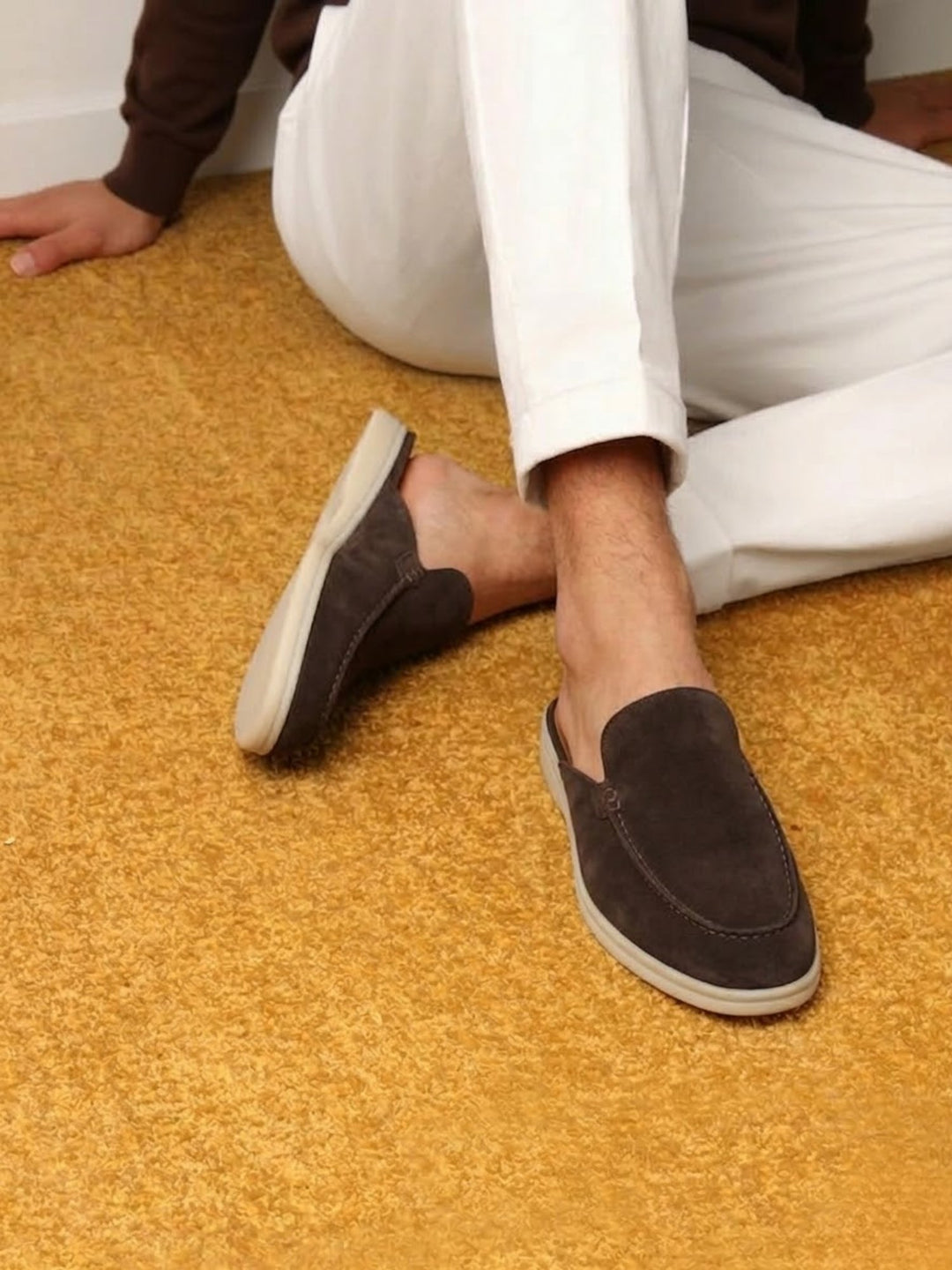 Herre Slip-On Mules Åben Hæl Syede Detaljer