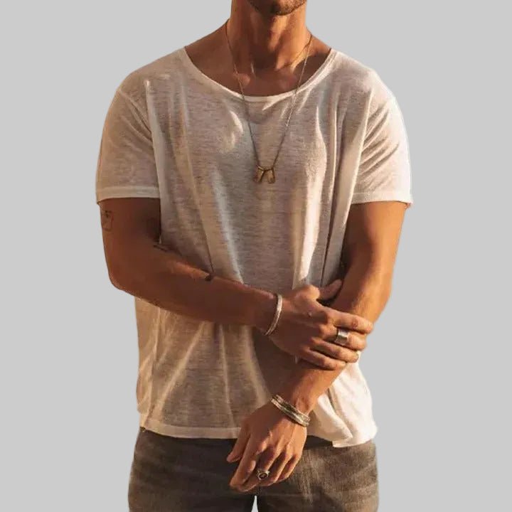 Herre T-Shirt Rund Hals Korte Ærmer - White