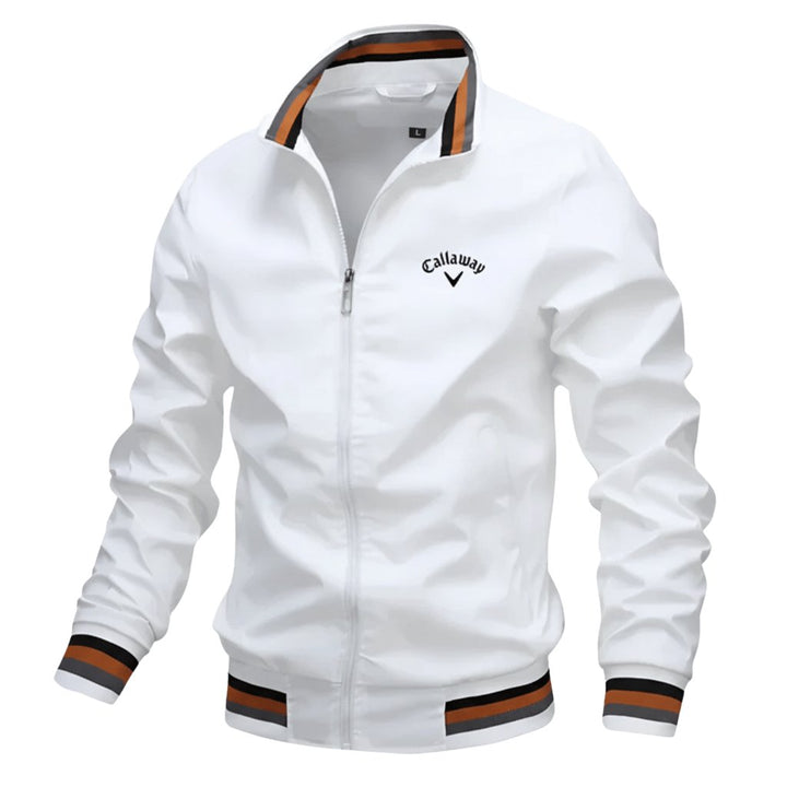 Herre Windbreaker Jakke Vandafvisende Med Lynlås - White