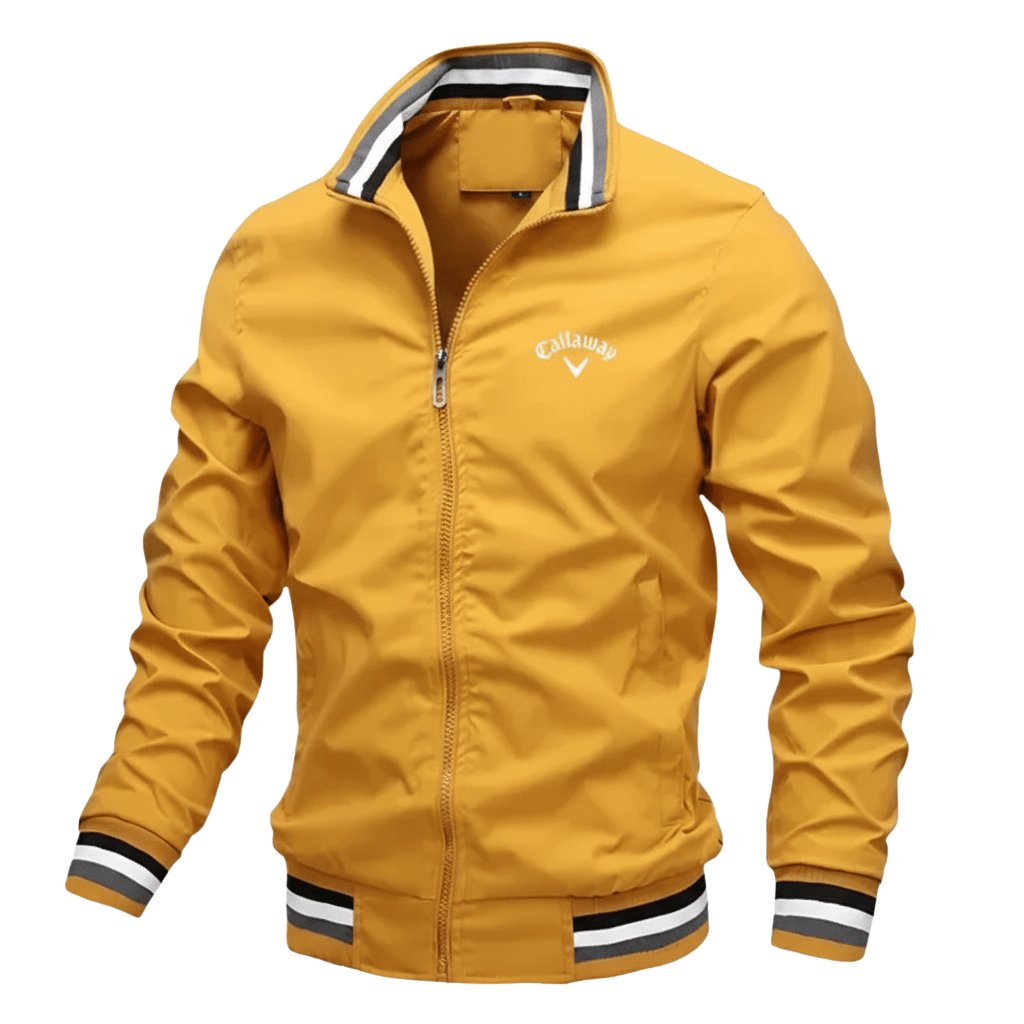 Herre Windbreaker Jakke Vandafvisende Med Lynlås - Yellow