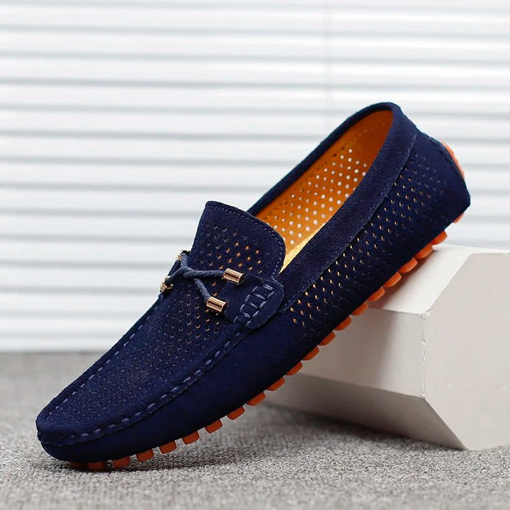 Herreloafers Perforeret Ruskind Slip-On Sommer - Blau