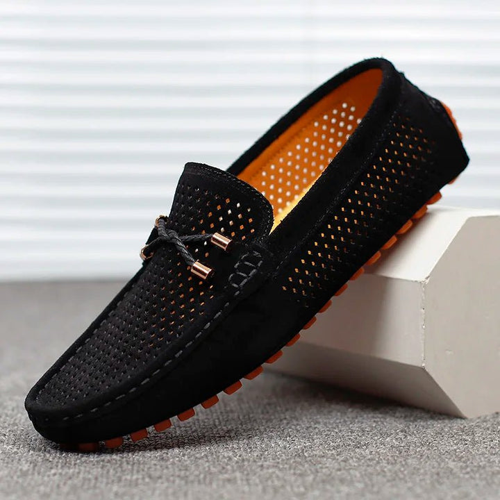 Herreloafers Perforeret Ruskind Slip-On Sommer - Schwarz