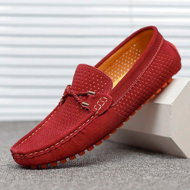 Herreloafers Perforeret Ruskind Slip-On Sommer - Rot