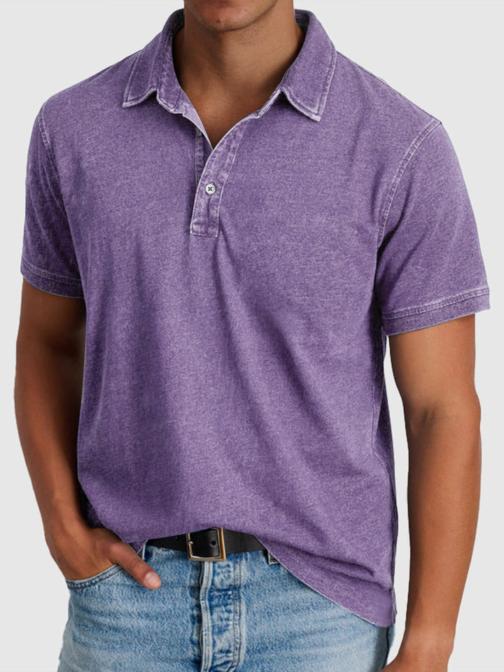Herrer Kortærmet Polo Shirt Denim-Bomuld Regular Fit - Purple