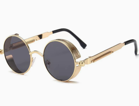 Lucas | Sunglasses Runde Metal Træ-Look Solbriller UV400