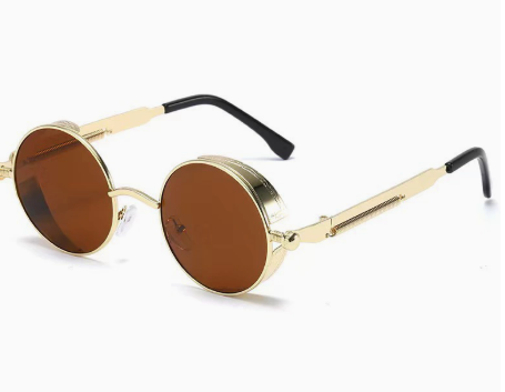 Lucas | Sunglasses Runde Metal Træ-Look Solbriller UV400