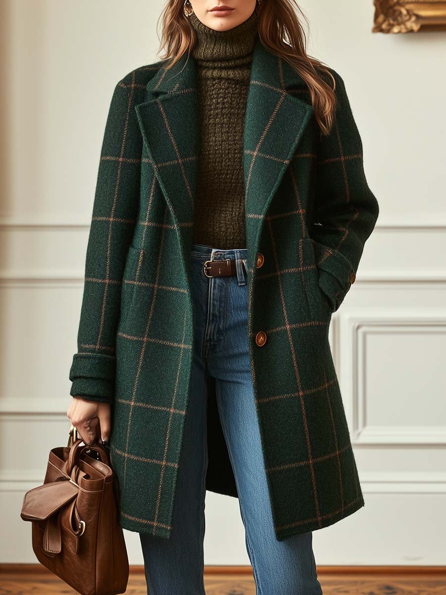 Jennifer Wool Check Coat - Freya Kobenhavn