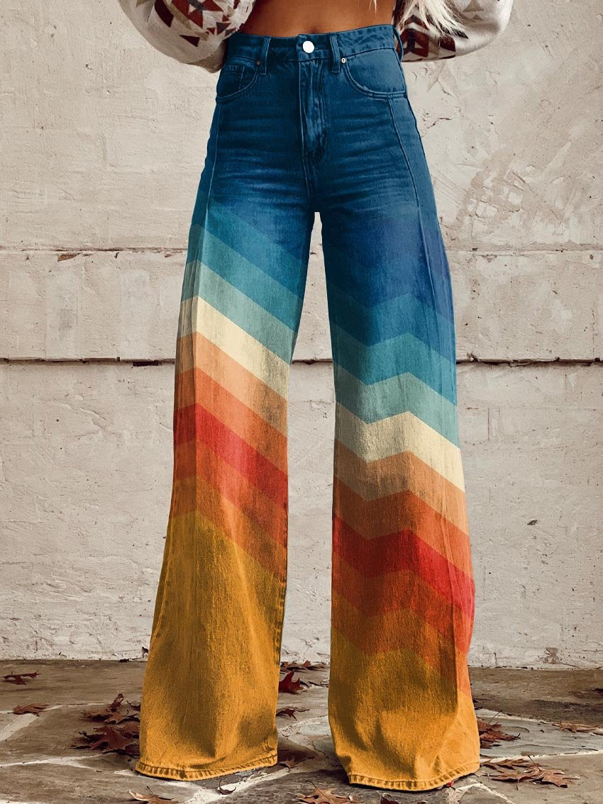 Claudine | Brede Jeans med Chevron-Ombre Mønster - Freya Kobenhavn