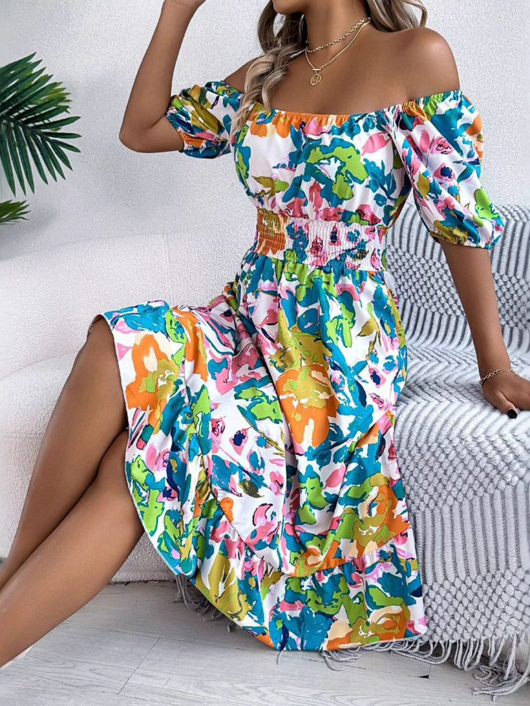 Kjole Casual Boho Gradient Design Sommer Flowing - Green