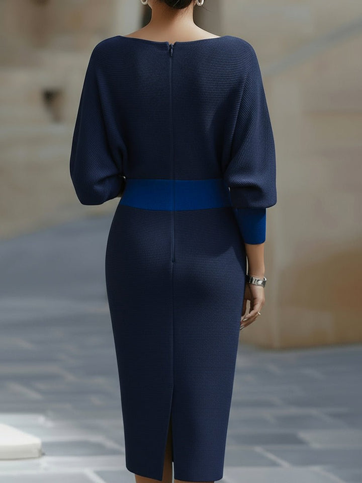 Midi Kjole Cowl-Hals Satin Bodycon Lang Ærme