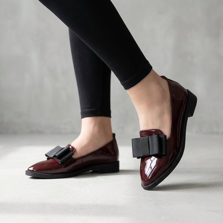 Orthopedic Loafers Dame Patent Læder Spids Tå - Red