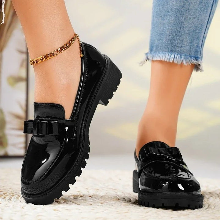 Orthopedic Loafers Patent Læder Slip-On Chunky Sål