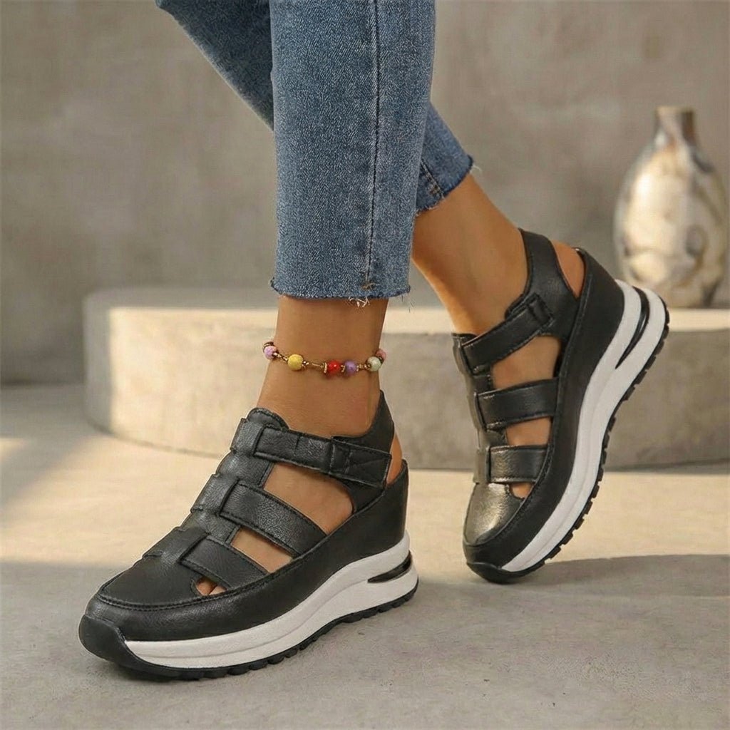 Orthopediske Loafers Platform Sneaker Sandaler Lukket Tå - Black