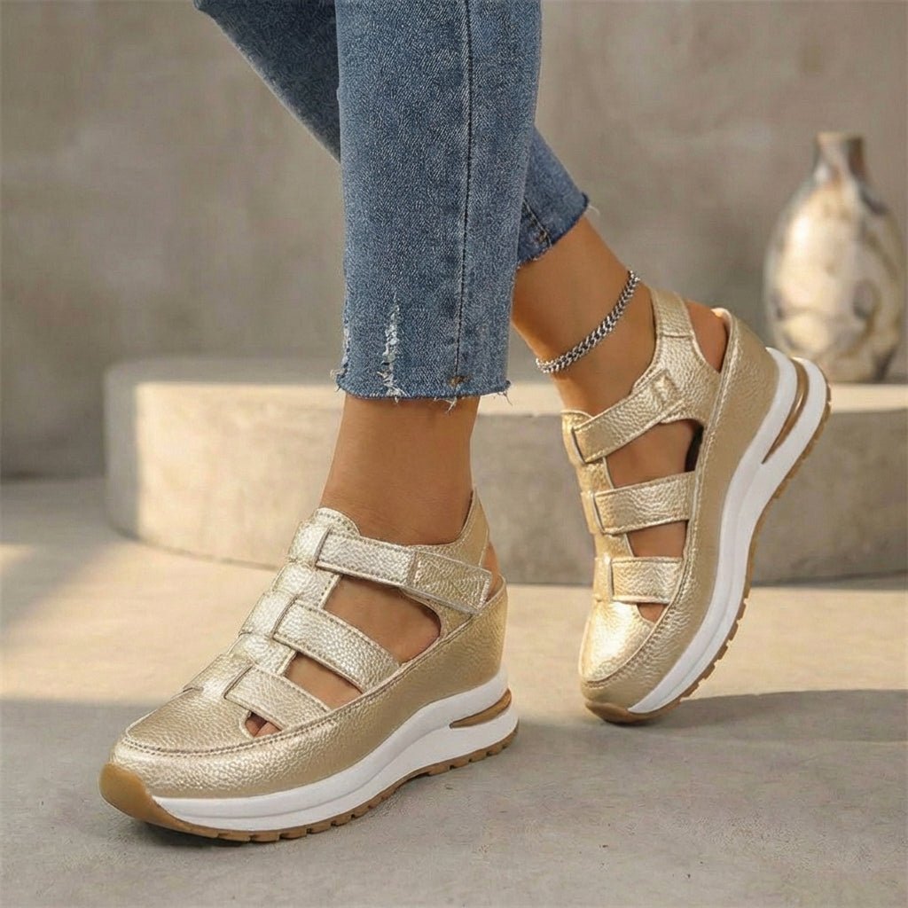 Orthopediske Loafers Platform Sneaker Sandaler Lukket Tå - Gold