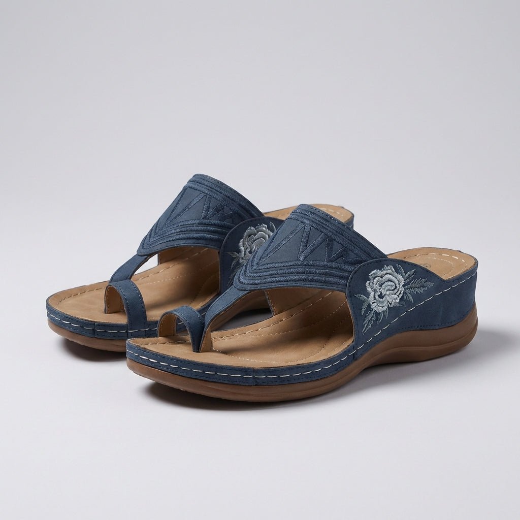 Ortopædiske Kile Sandaler Blomster Broderi Wedge Sommer